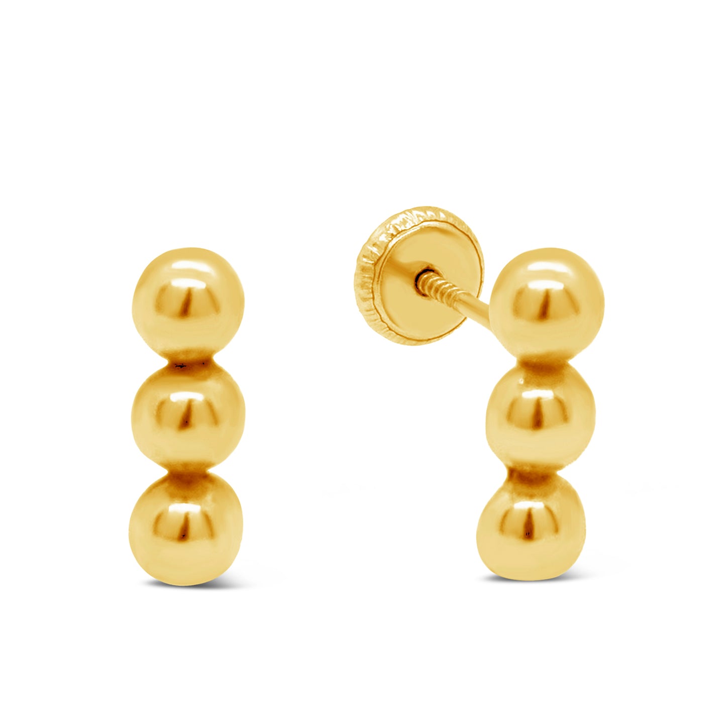 14K Yellow Gold Large Trio Bar Screwback Earrings