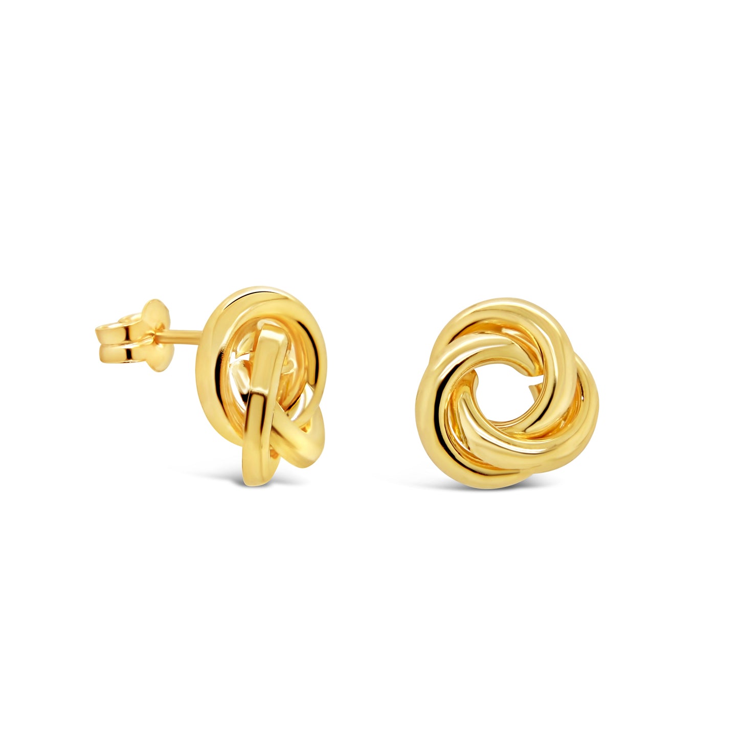 14K Yellow Gold Medium Classic Knot Stud Pushback Earrings