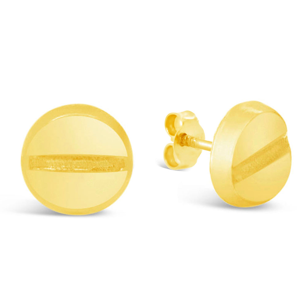 14K Yellow Gold Extra Large Head Stud Pushback Earrings