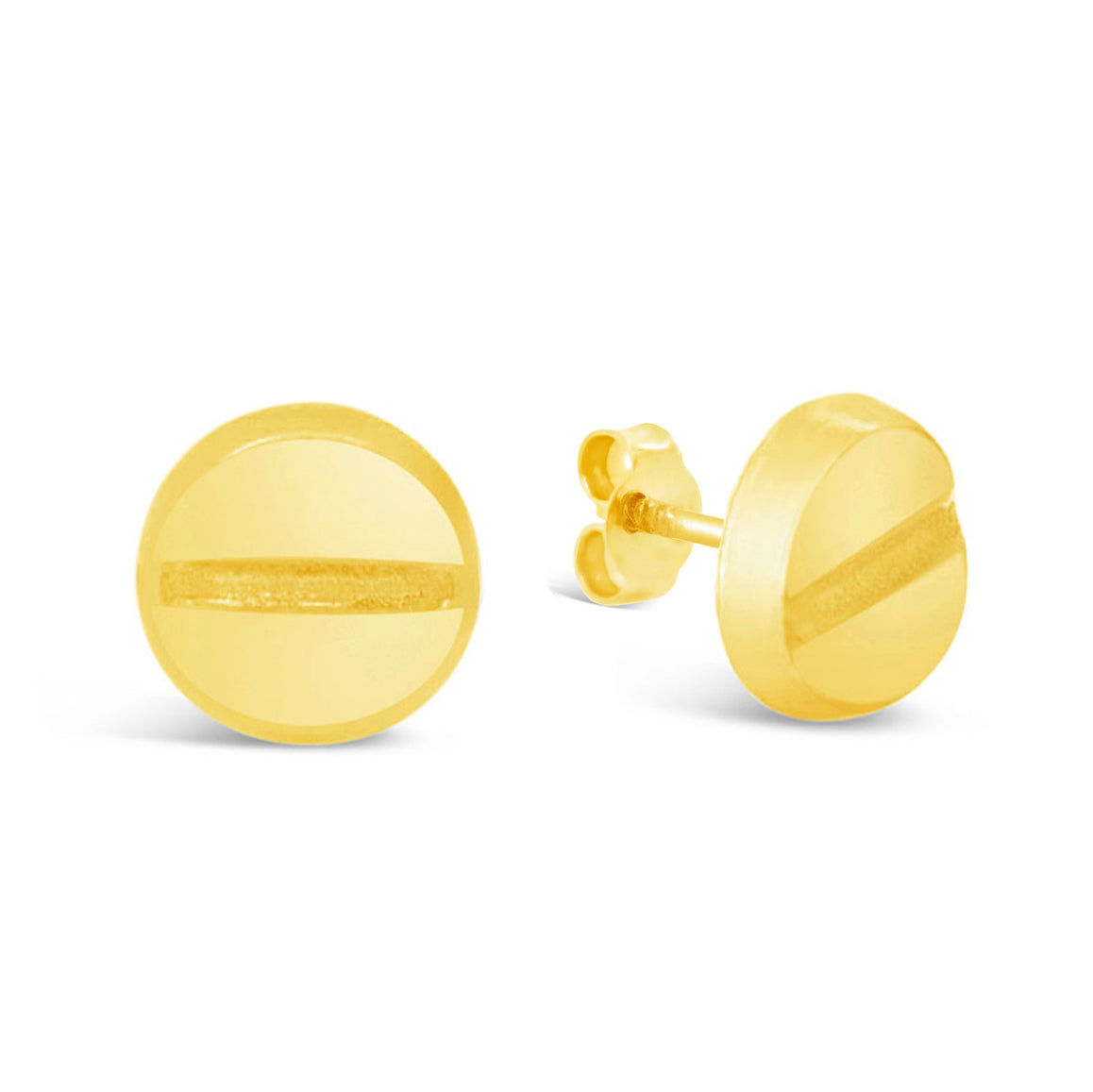14K Yellow Gold Large Head Stud Pushback Earrings