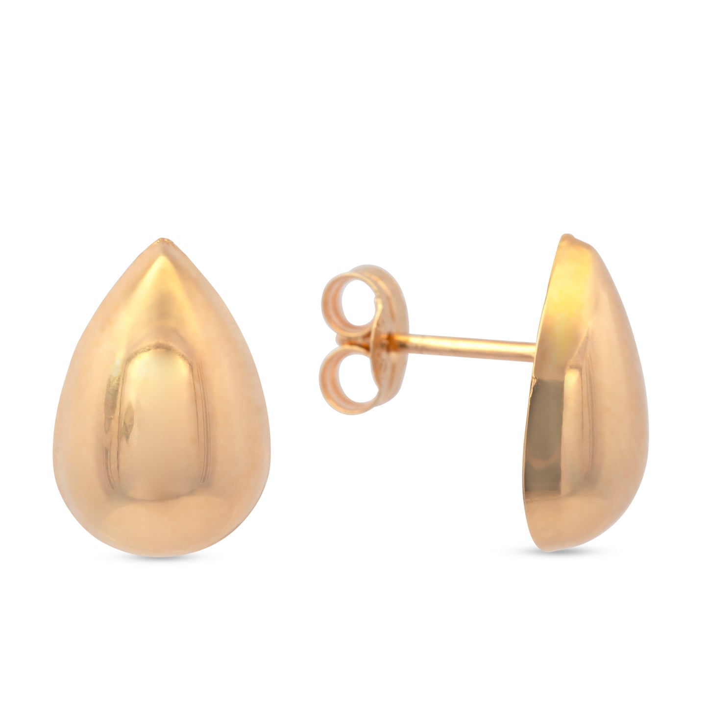 14K Yellow Gold Medium Tear Drop Pushback Earrings-1