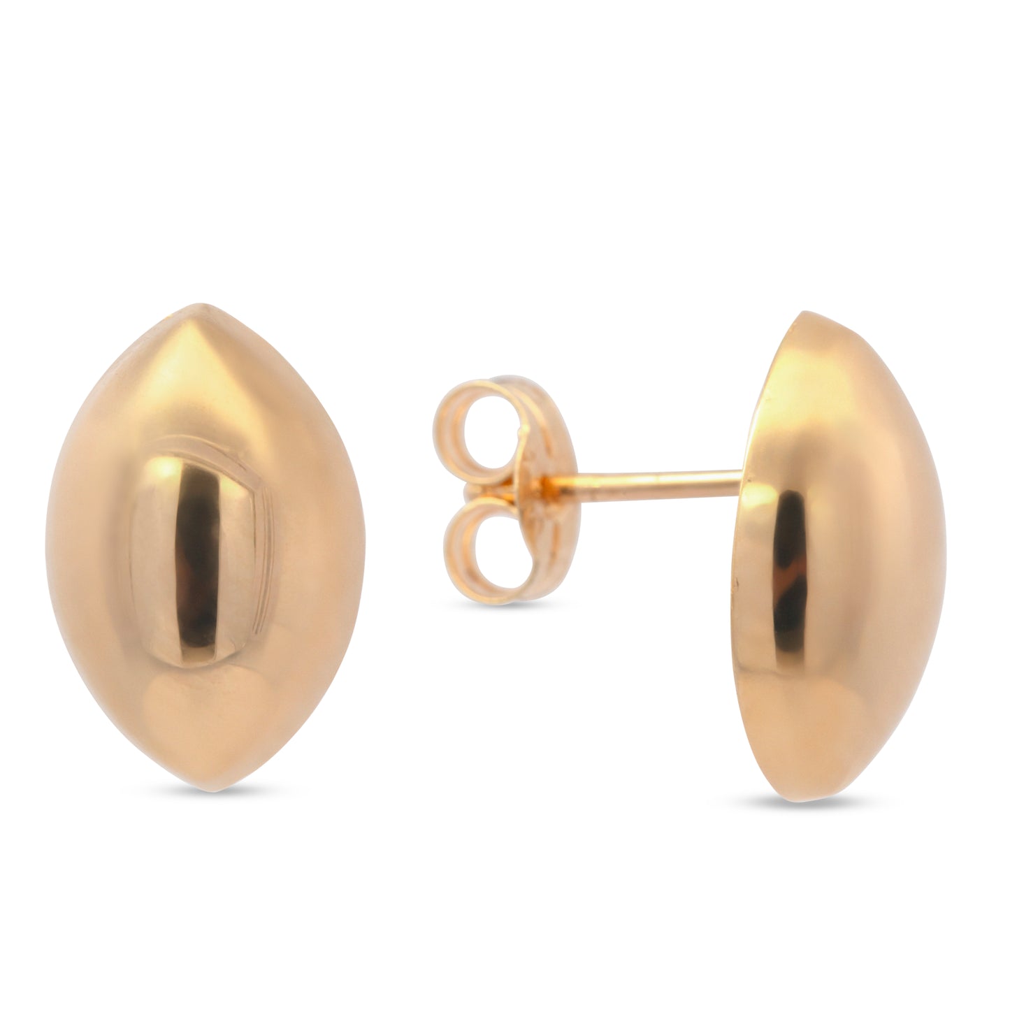 14K Yellow Gold Large Polished Bubble Marquise Pushback Earrings