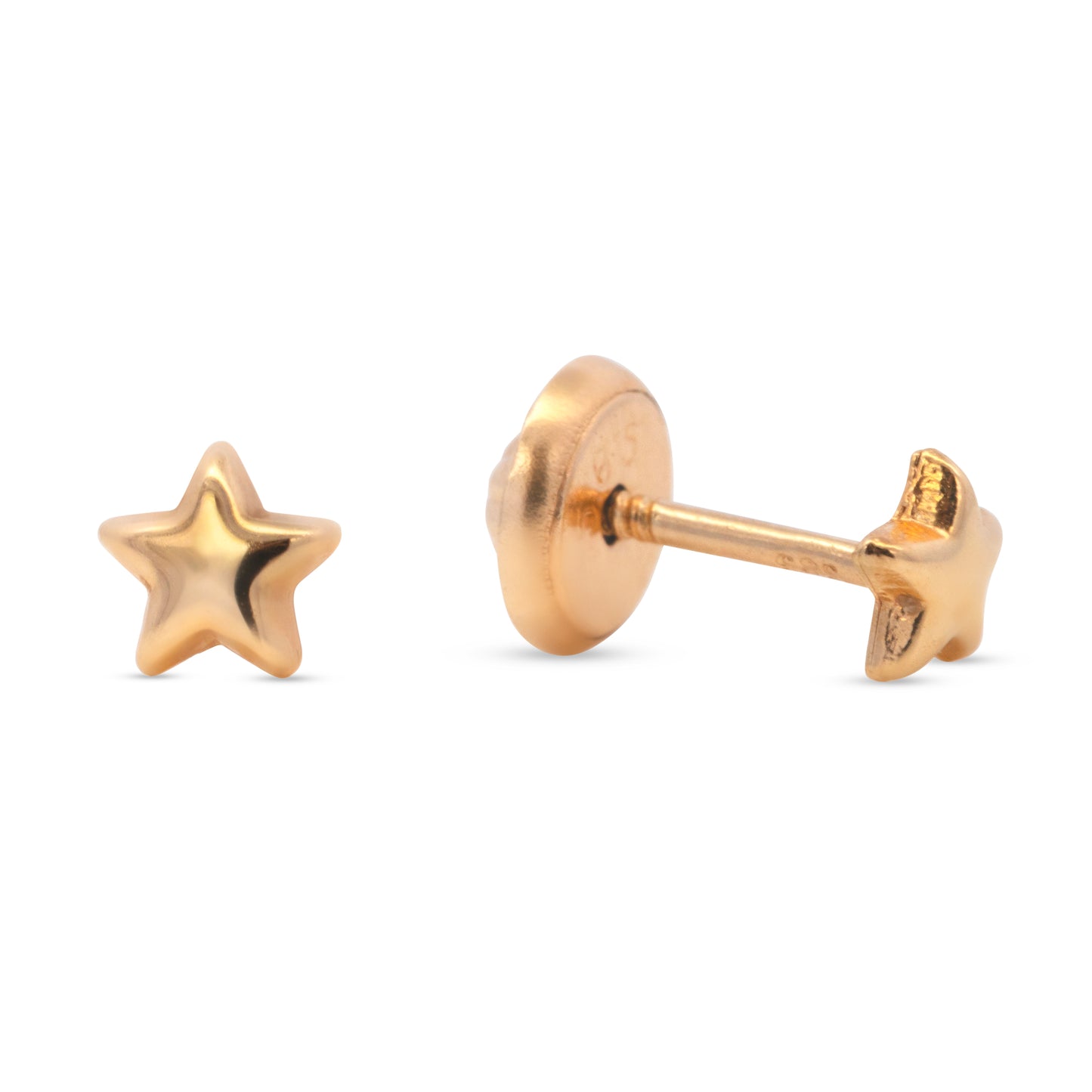 14K Yellow Gold Small Star Screwback Earrings