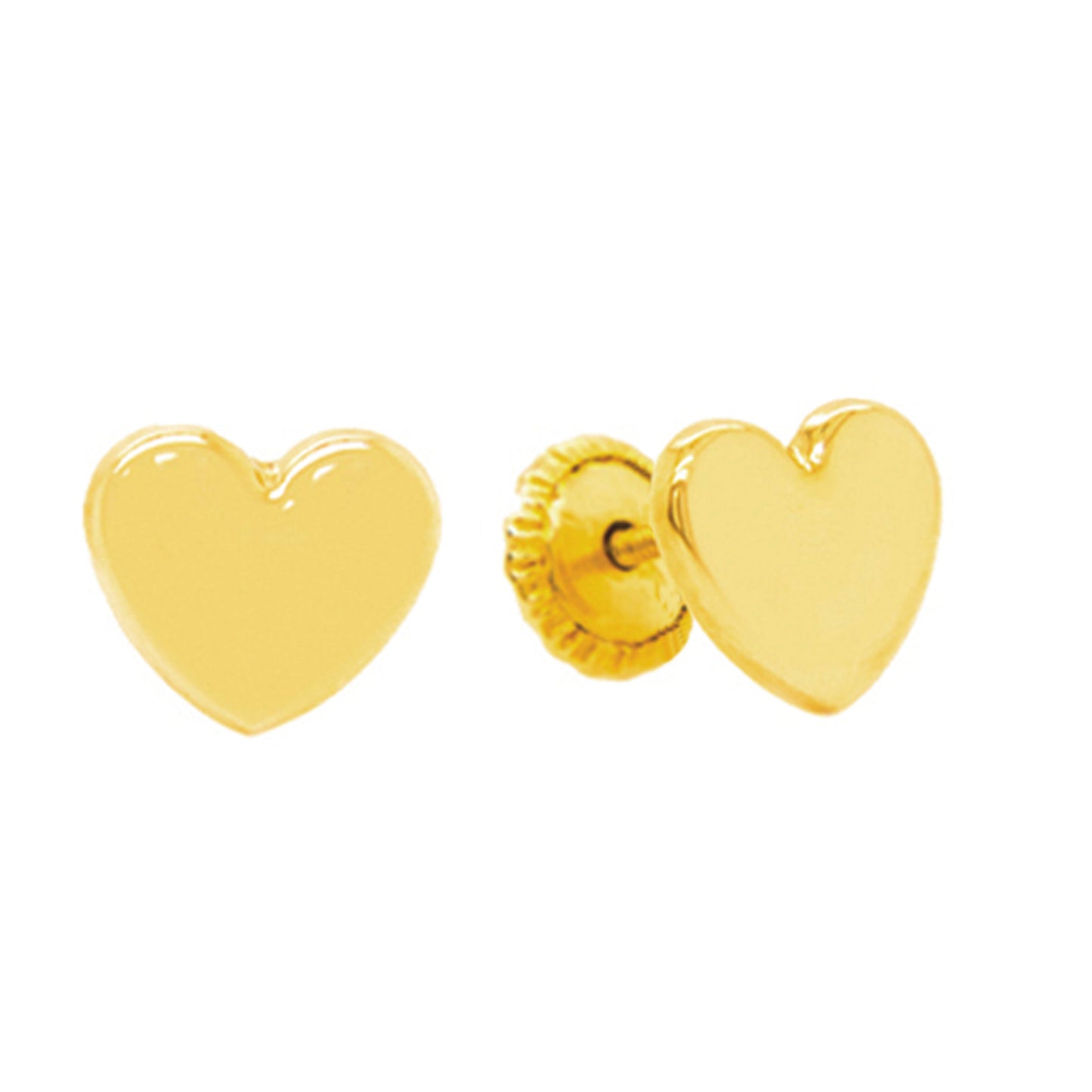 14K Yellow Gold Medium Polished Heart Screwback Earrings