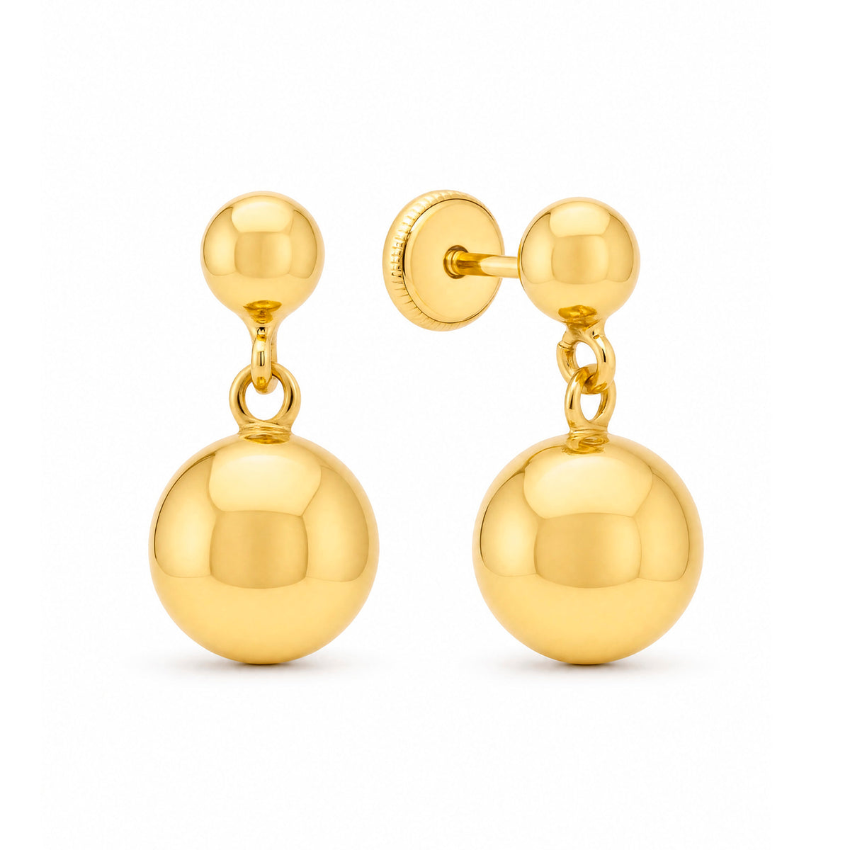 14K Yellow Gold 6MM Dangling Disc Screwback Earrings