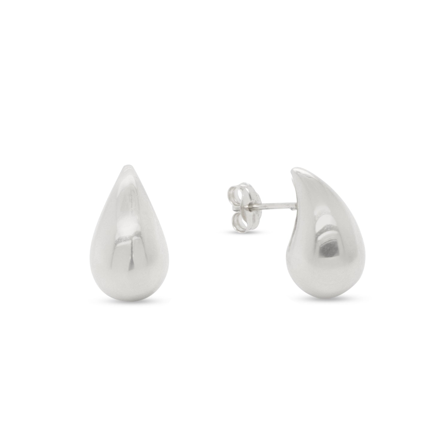 14K White Gold Medium Tear Drop Pushback Earrings