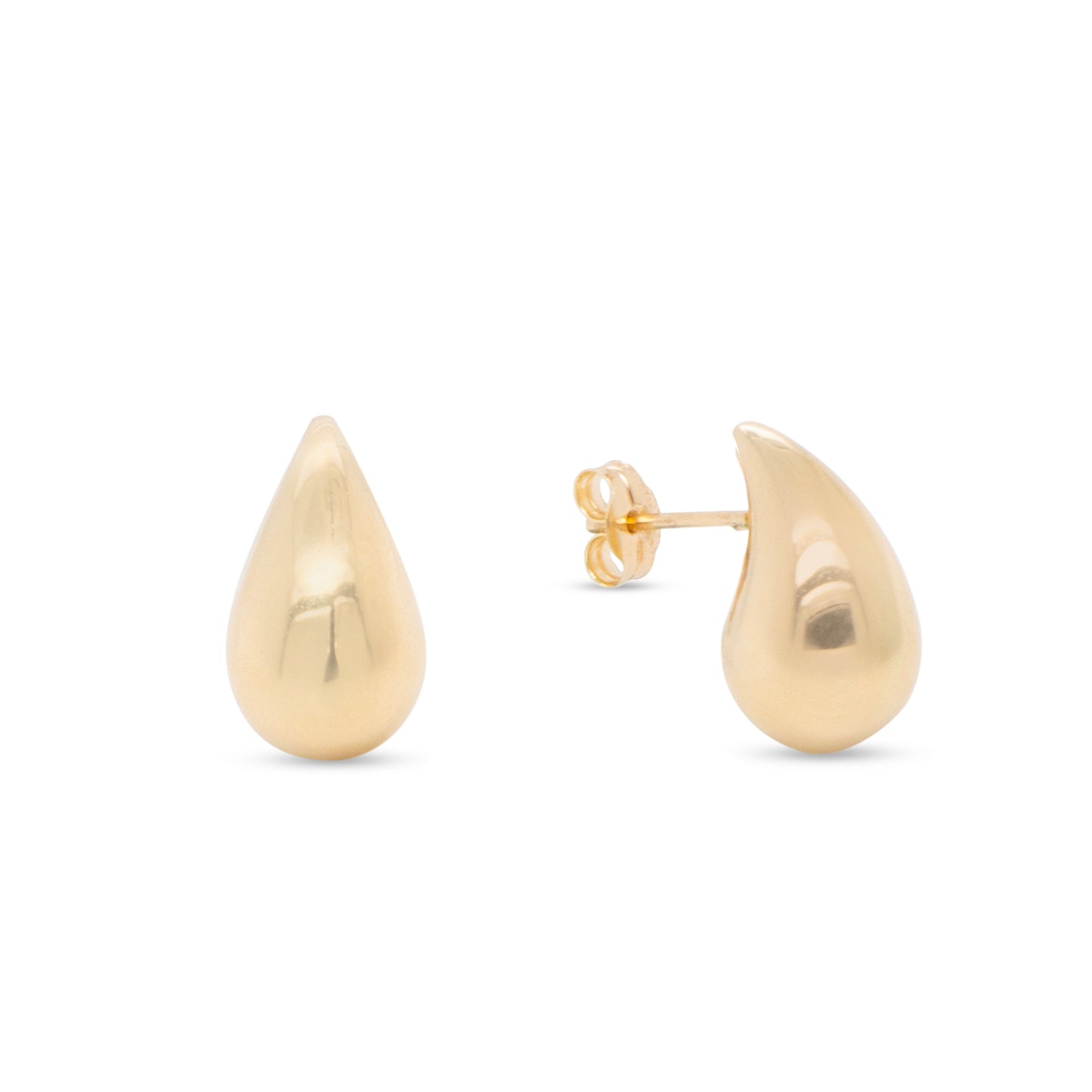 14K Yellow Gold Medium Tear Drop Pushback Earrings