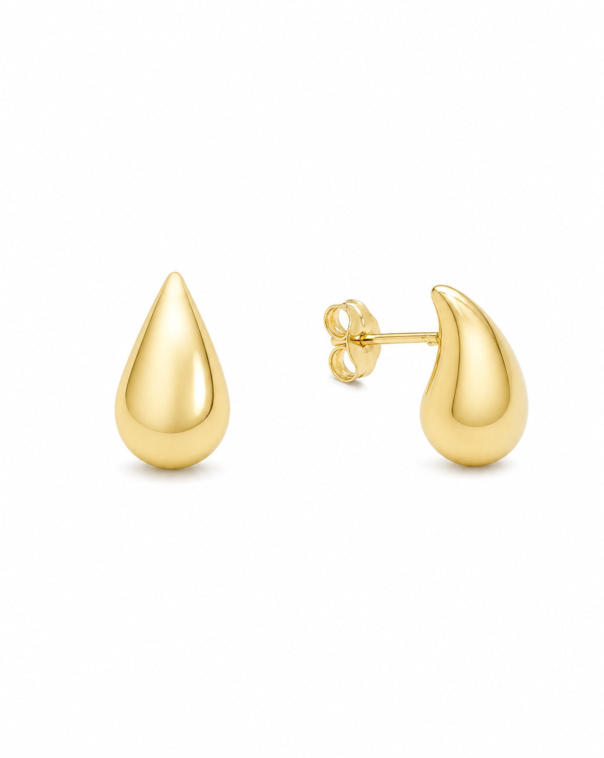 14K Yellow Gold Small Tear Drop Pushback Earrings