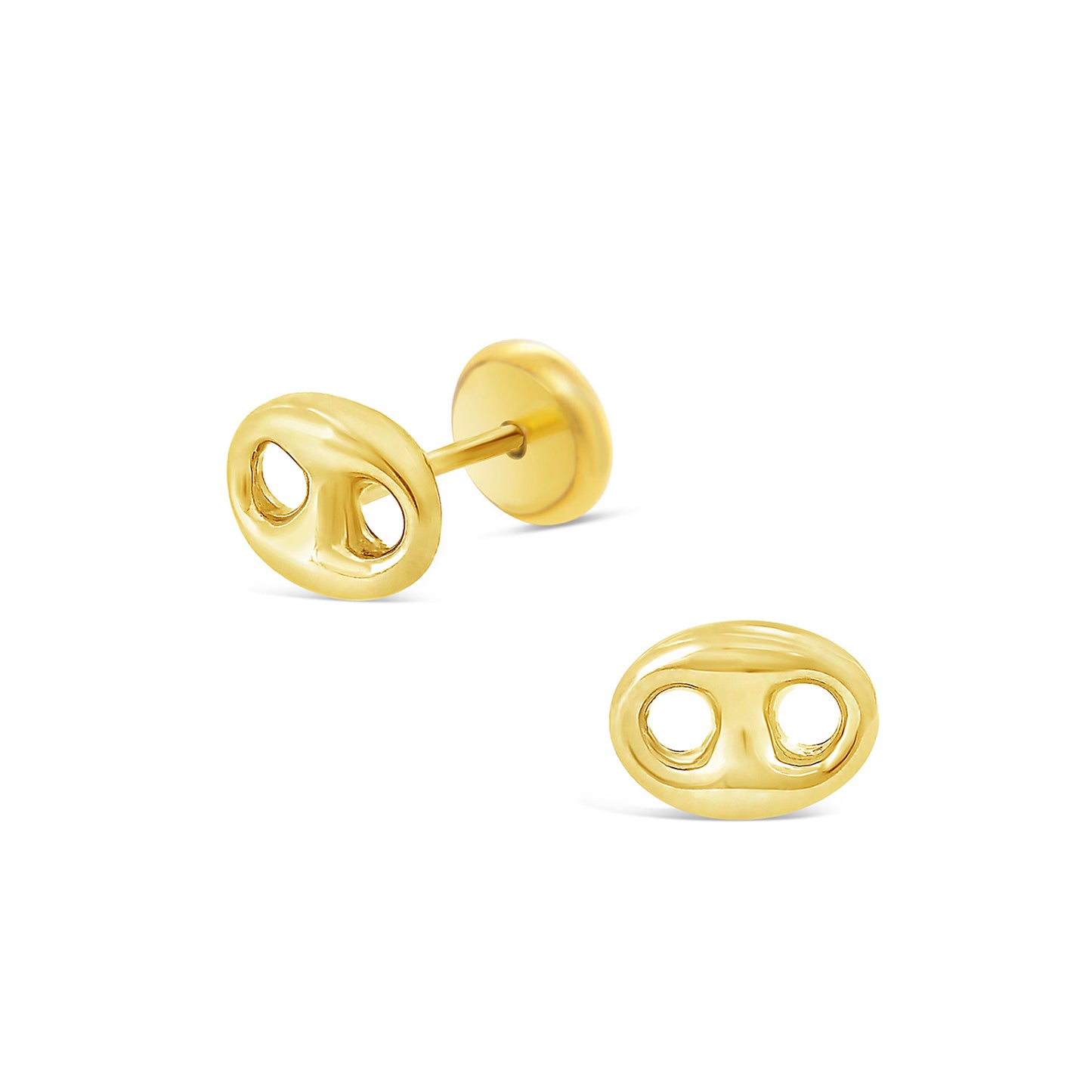 14K Yellow Gold Large Polished Marina Puff Screwback Earrings
