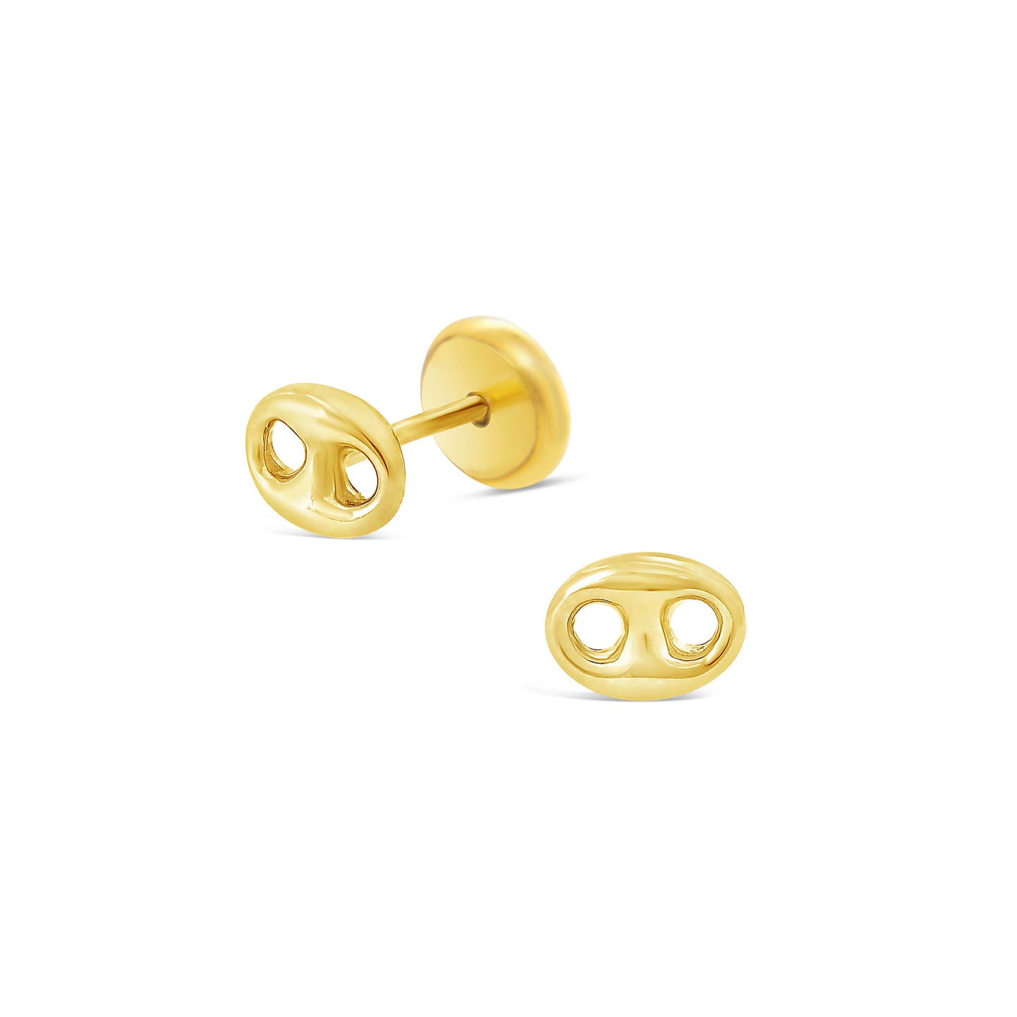 14K Yellow Gold Small Polished Marina Puff Screwback Earrings