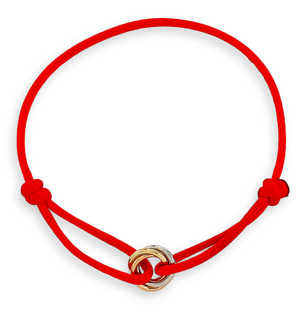 14K Yellow Gold Red String Knot Bracelet
