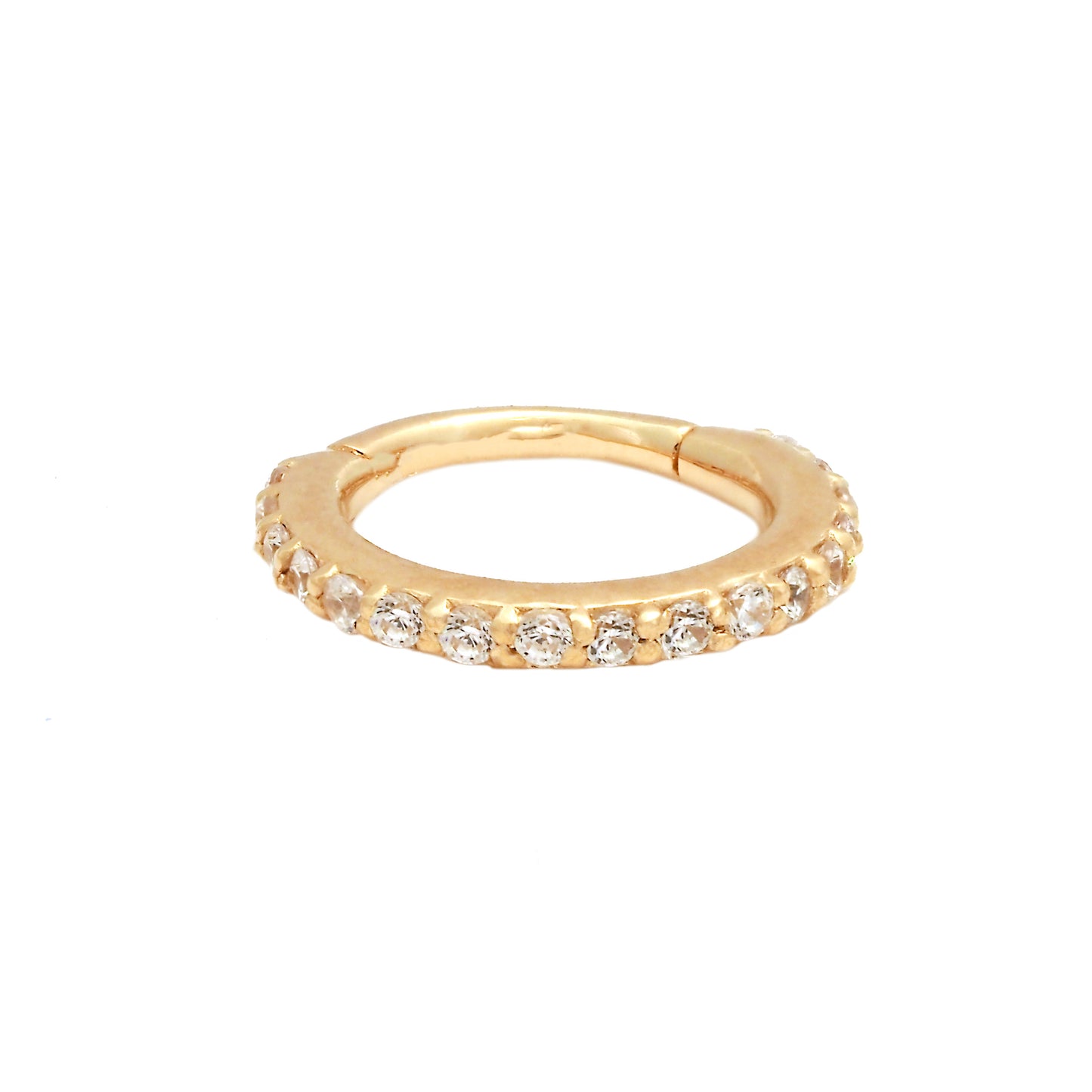 14K Yellow Gold CZ Cartilage Hoop Earring- 9mm