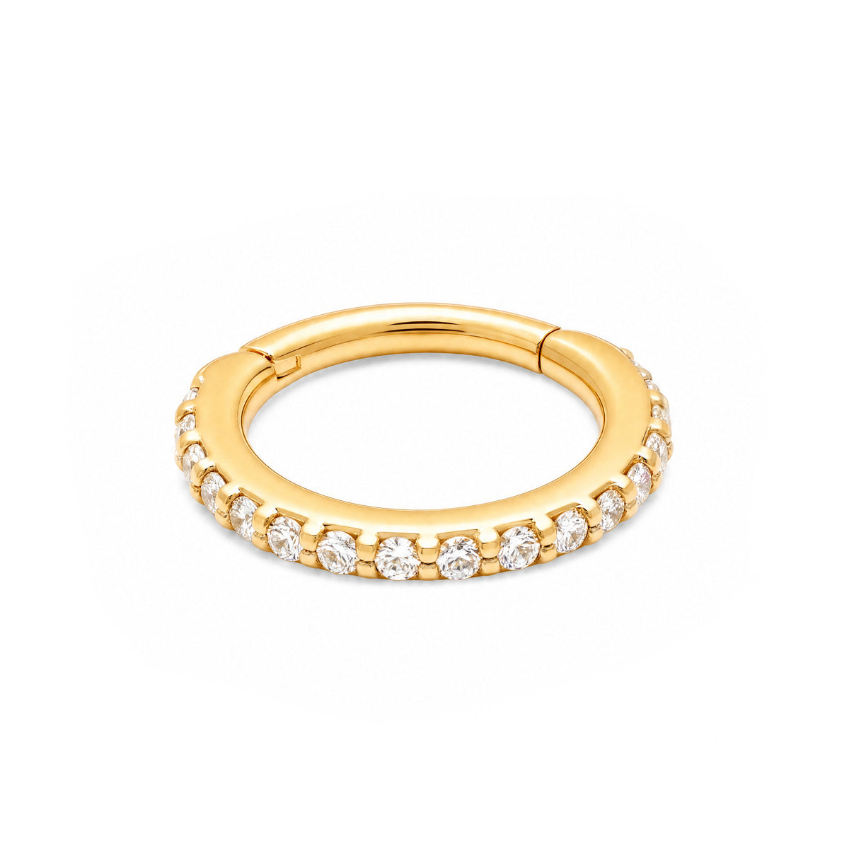 14K Yellow Gold CZ Cartilage Hoop Earring- 9mm
