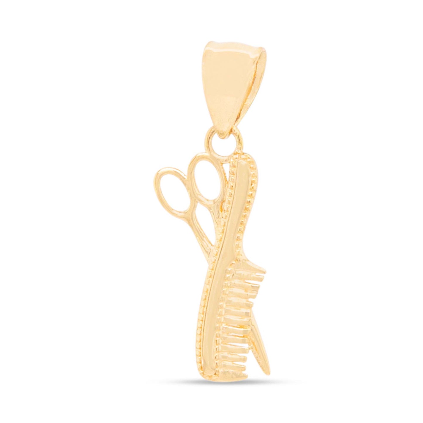 14k Yellow Gold Scissors and Comb Pendant