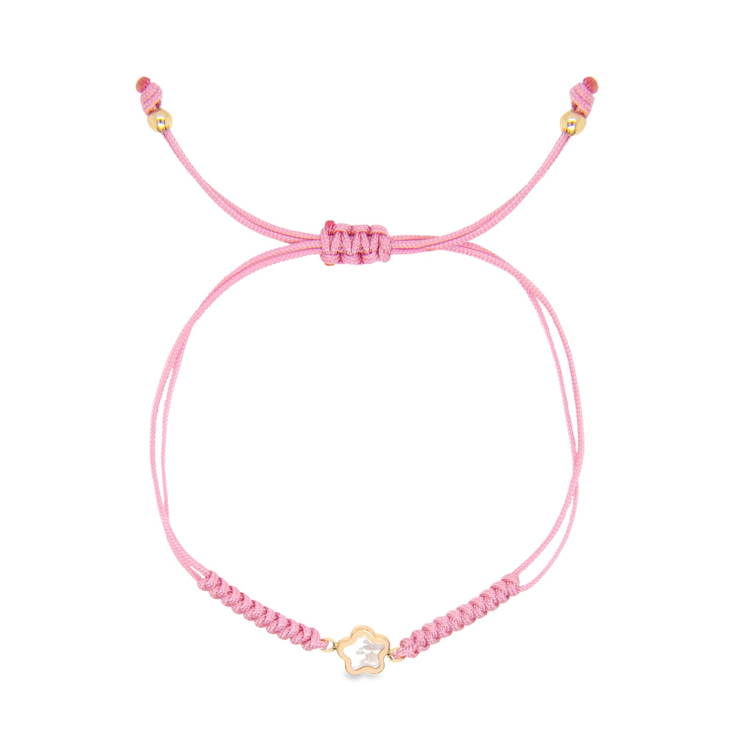 14K Yellow Gold Pink String Mother of Pearl Star Bracelet