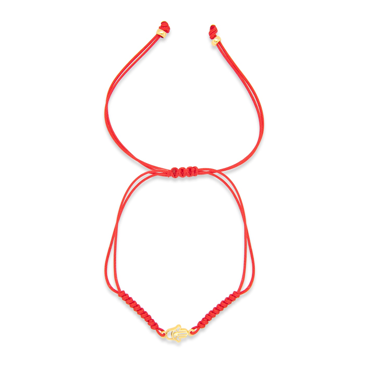 14K Yellow Gold Red String Mother of Pearl Hamsa Bracelet