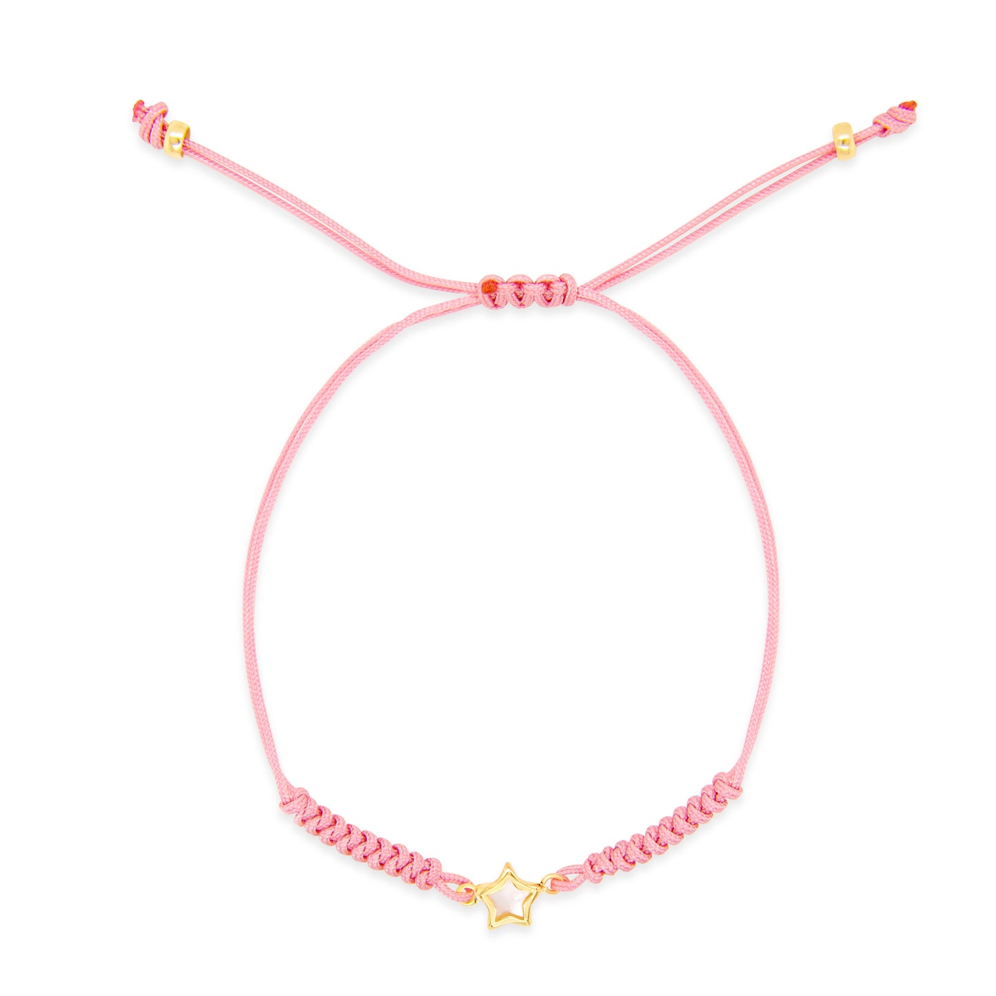 14K Yellow Gold Pink String Mother of Pearl Star Bracelet-1