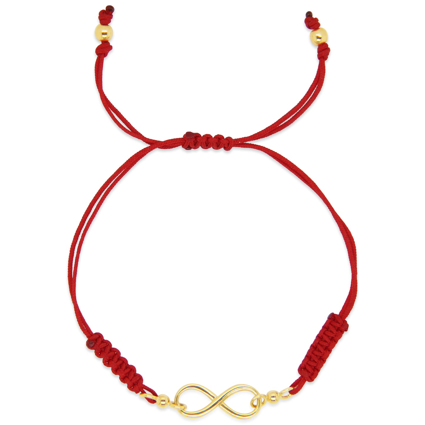 14K Yellow Gold Red String Infinity Bracelet