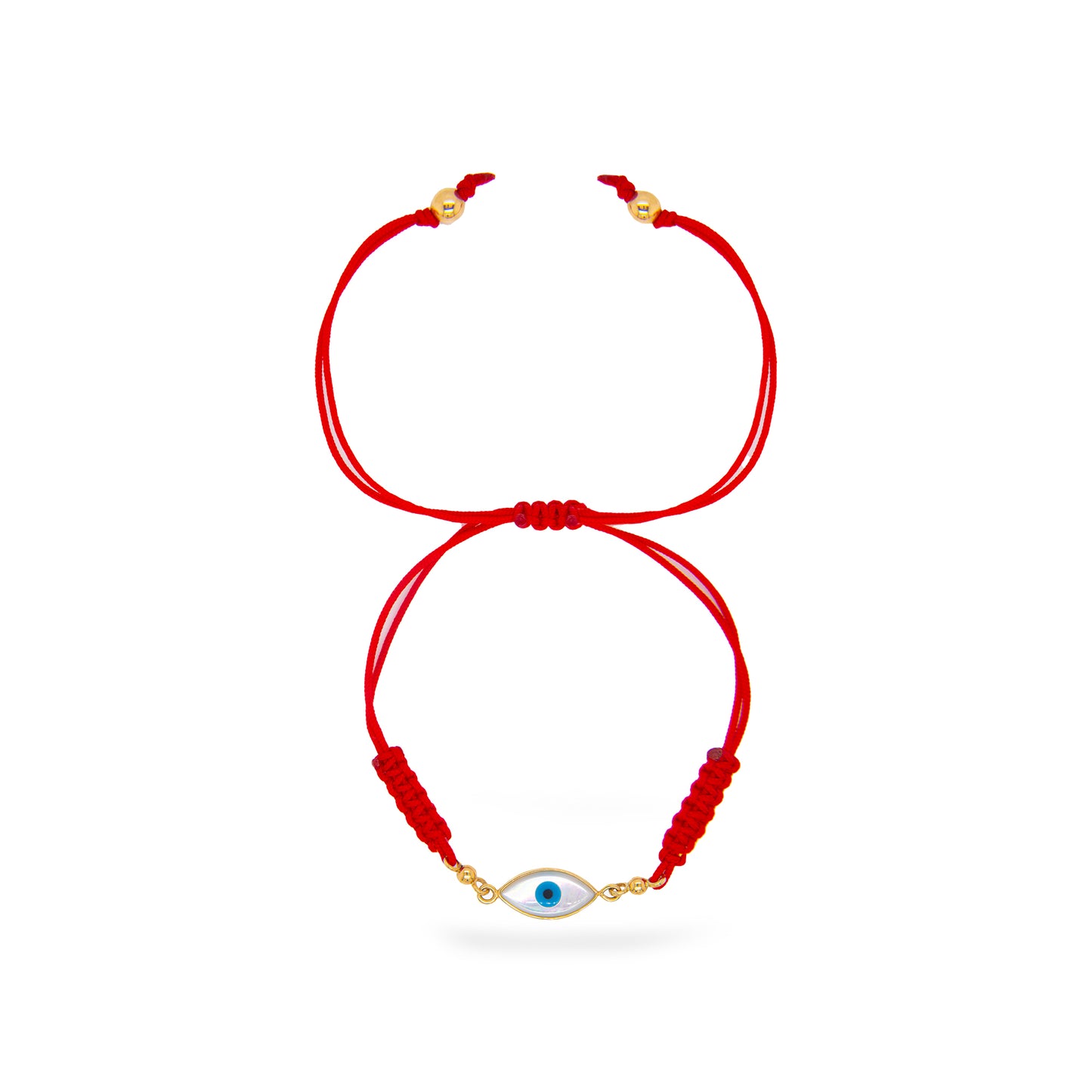 14K Yellow Gold Evil Eye Red String Bracelet