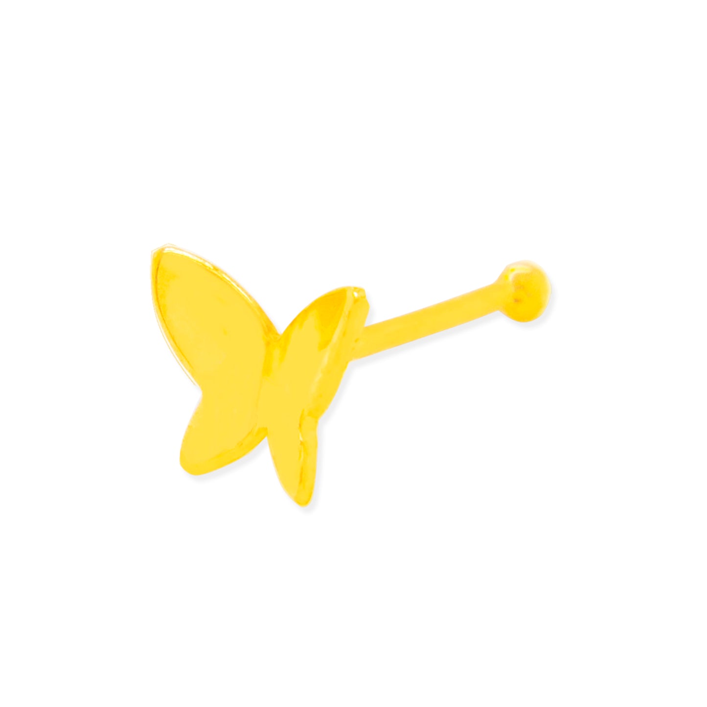 14K Yellow Gold Butterfly Straight Post Nose Ring
