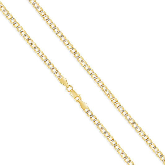 14k Solid Two Tone Curb Cuban Pave Chain