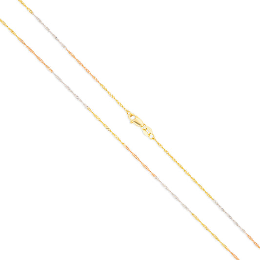 14K Tricolor Singapore Chain