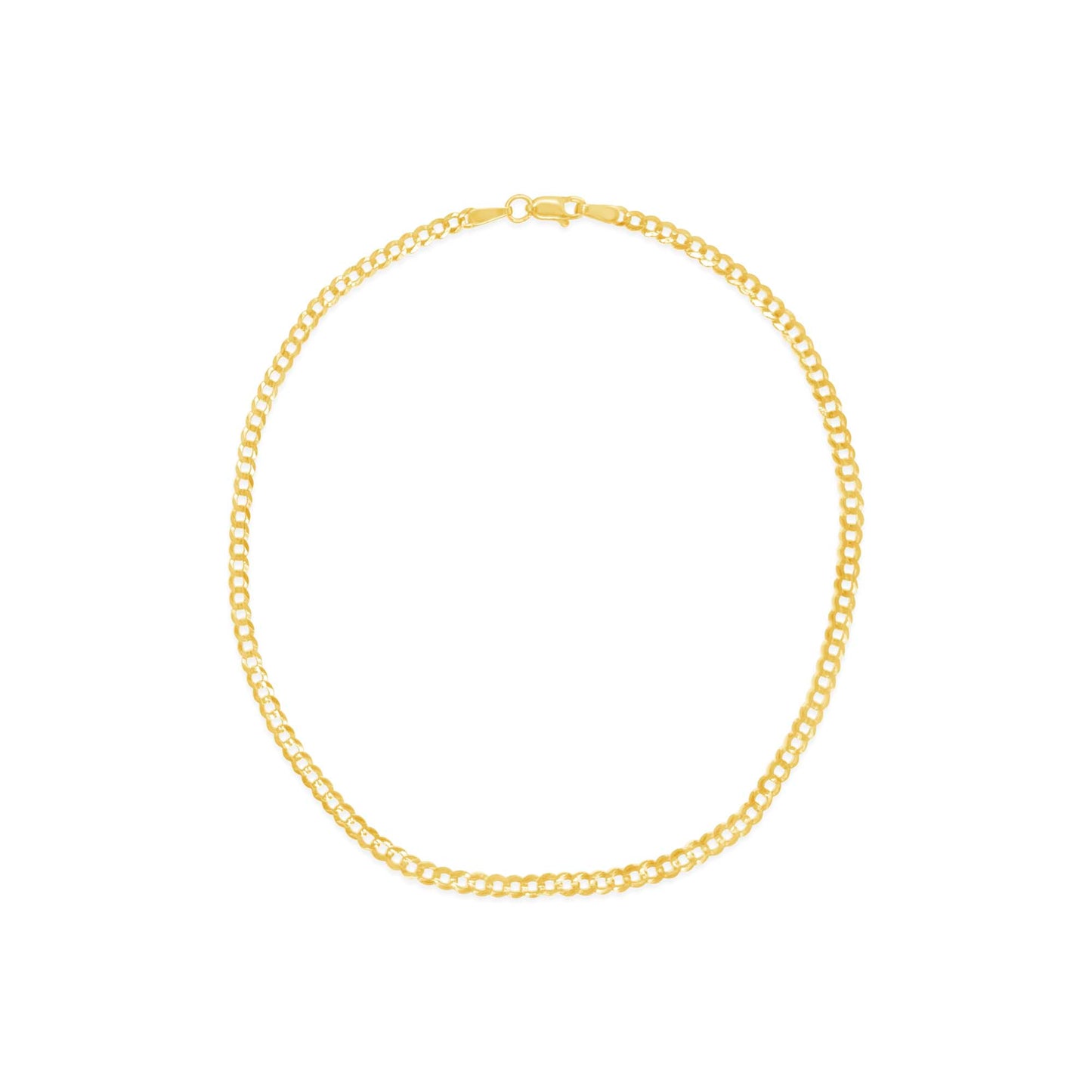 14K Yellow Gold 2MM Curb Anklet