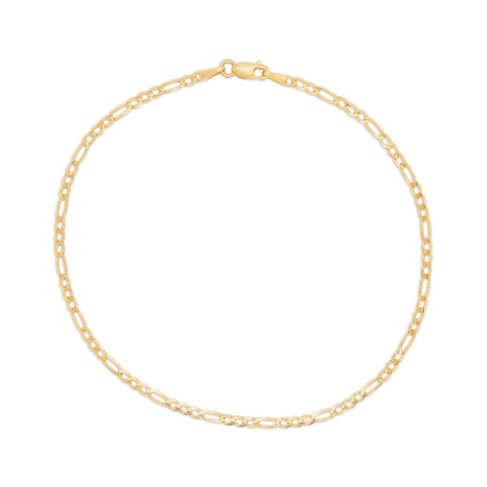 14K Yellow Gold 2.5MM Figaro Anklet