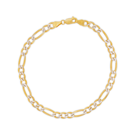 14K Yellow Gold 5.5MM Figaro Pave Anklet