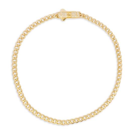 14K Yellow Gold 4MM Monaco Anklet