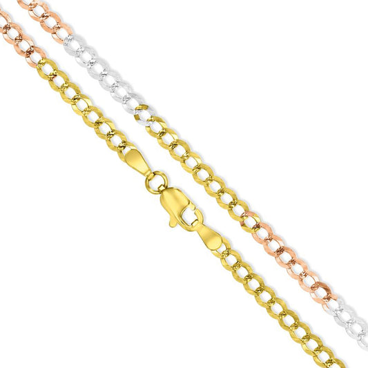 14k Solid Cuban Tri Color Chain