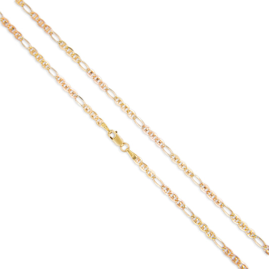 14k Solid Tri Color Figarucci Chain