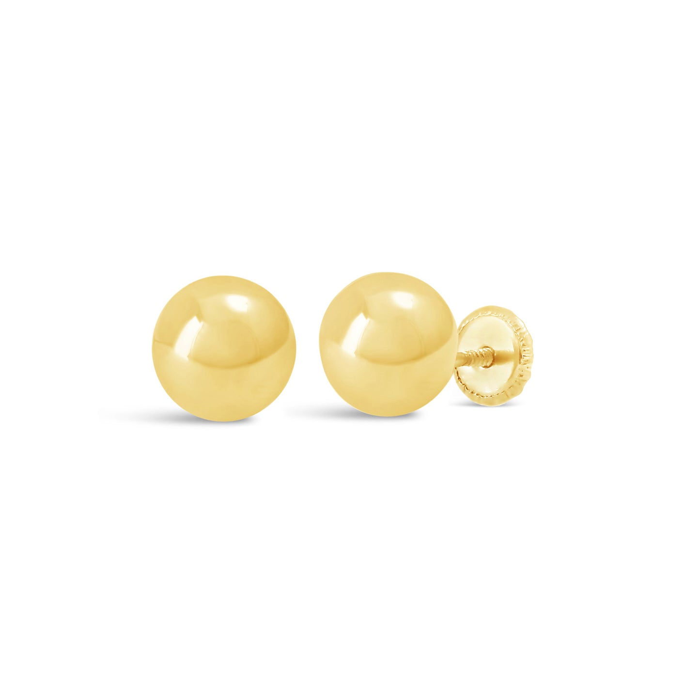 18K Yellow Gold 5mm Plain Ball Screwback Earrings