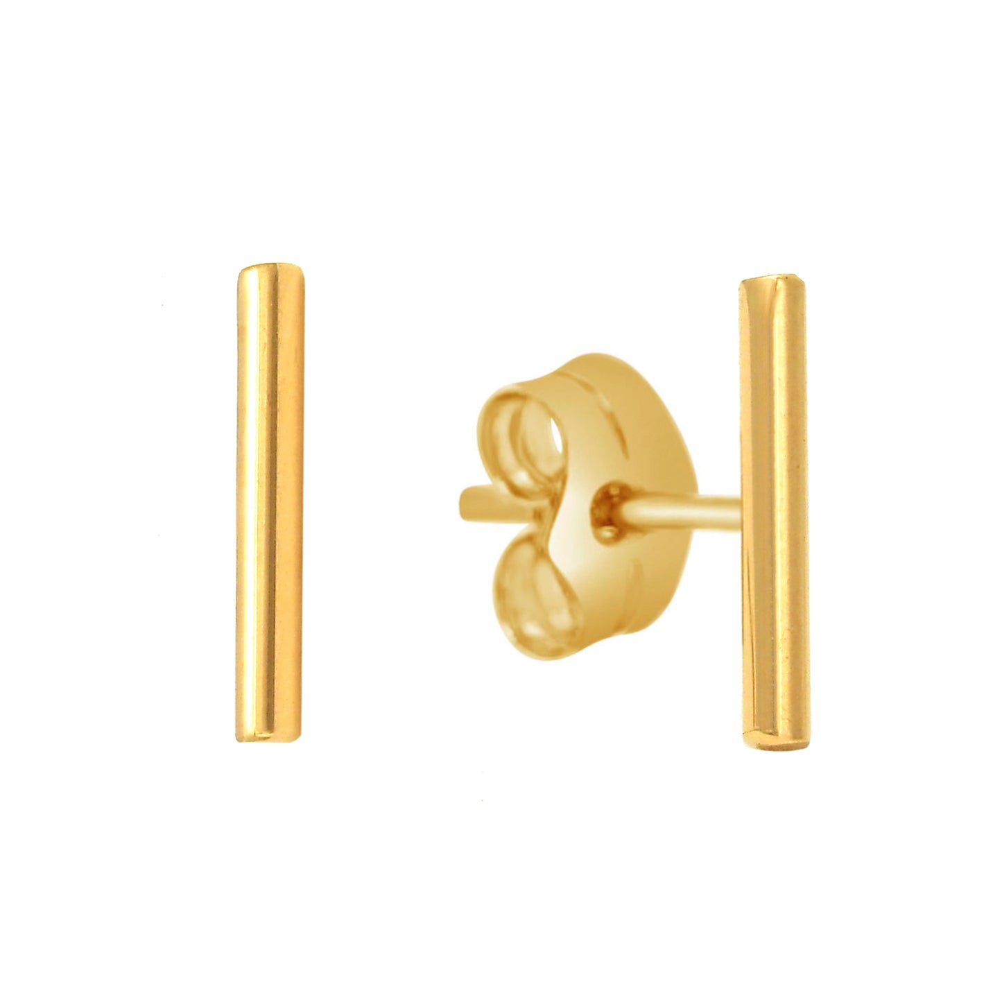 18K Yellow Gold Bar Pushback Earrings