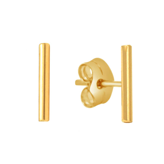 18K Yellow Gold Bar Pushback Earrings