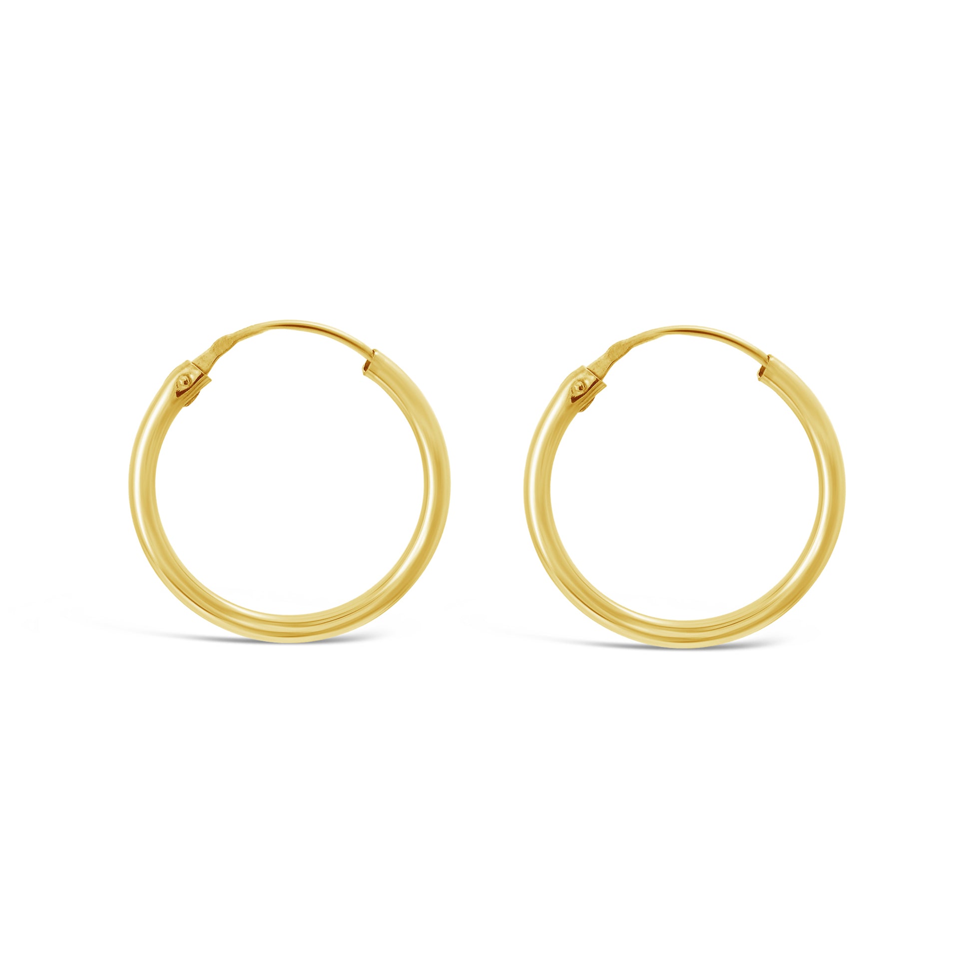 18K Yellow Gold 15mm Classic Huggie Earrings