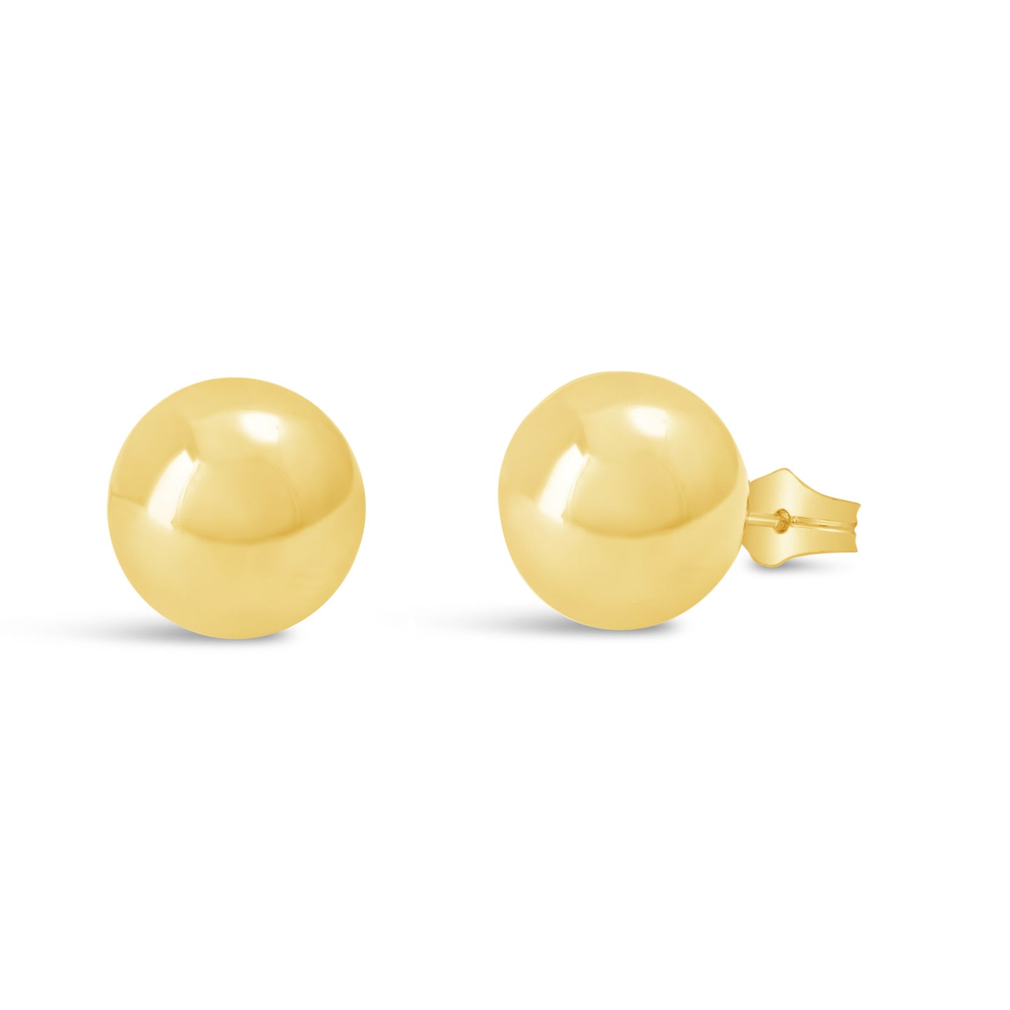 18K Yellow Gold 10mm Plain Ball Pushback Earrings