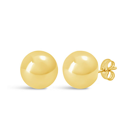 18K Yellow Gold 7mm Plain Ball Pushback Earrings
