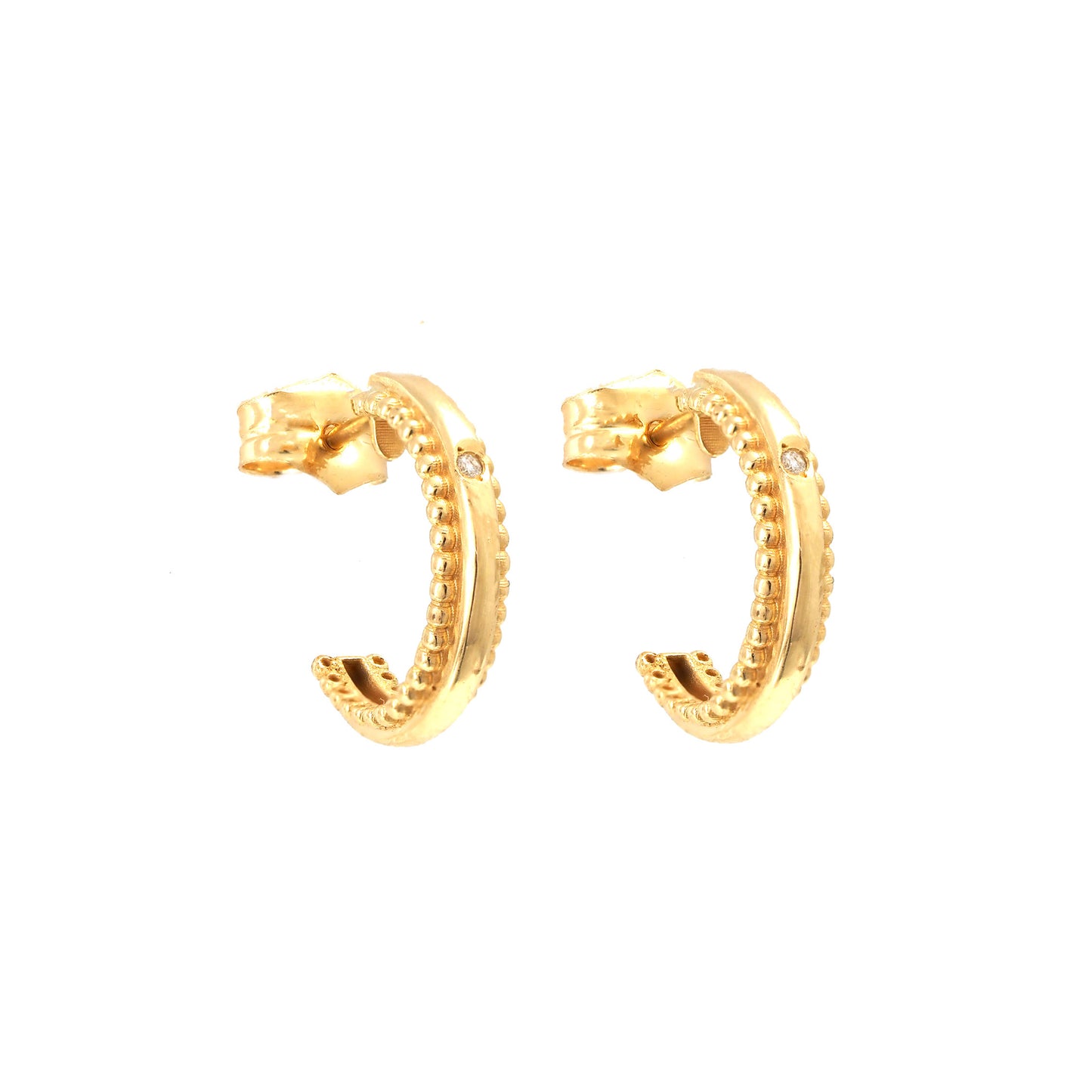 18K Yellow Gold Diamond Hoop Earrings
