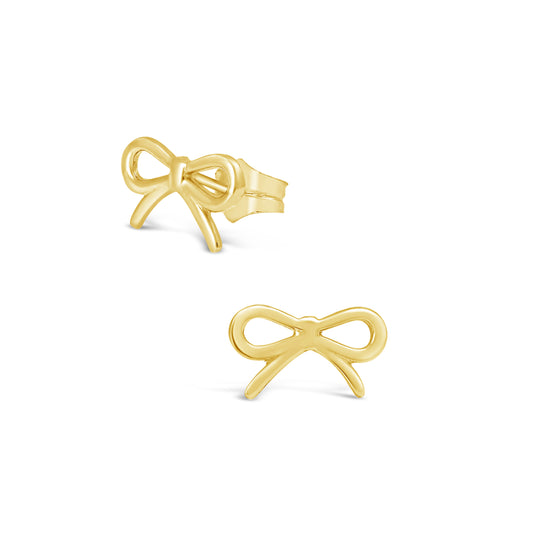 18K Yellow Gold Ribbon Pushback Earrings