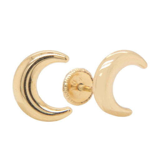 18K Yellow Gold Medium Crescent Moon Screwback Earrings