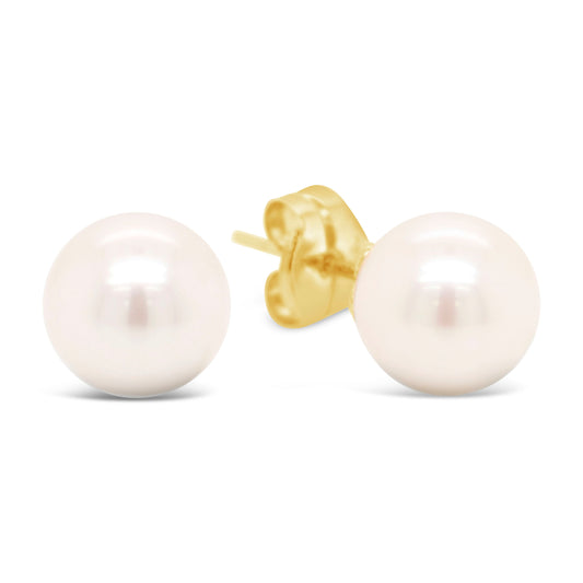18k Yellow Gold 9mm Pearl Earring