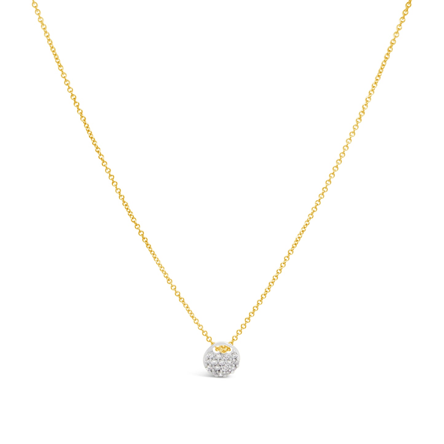 18K Yellow Gold Round Pave Diamond Necklace