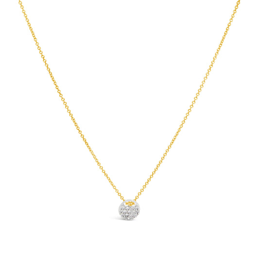 18K Yellow Gold Round Pave Diamond Necklace