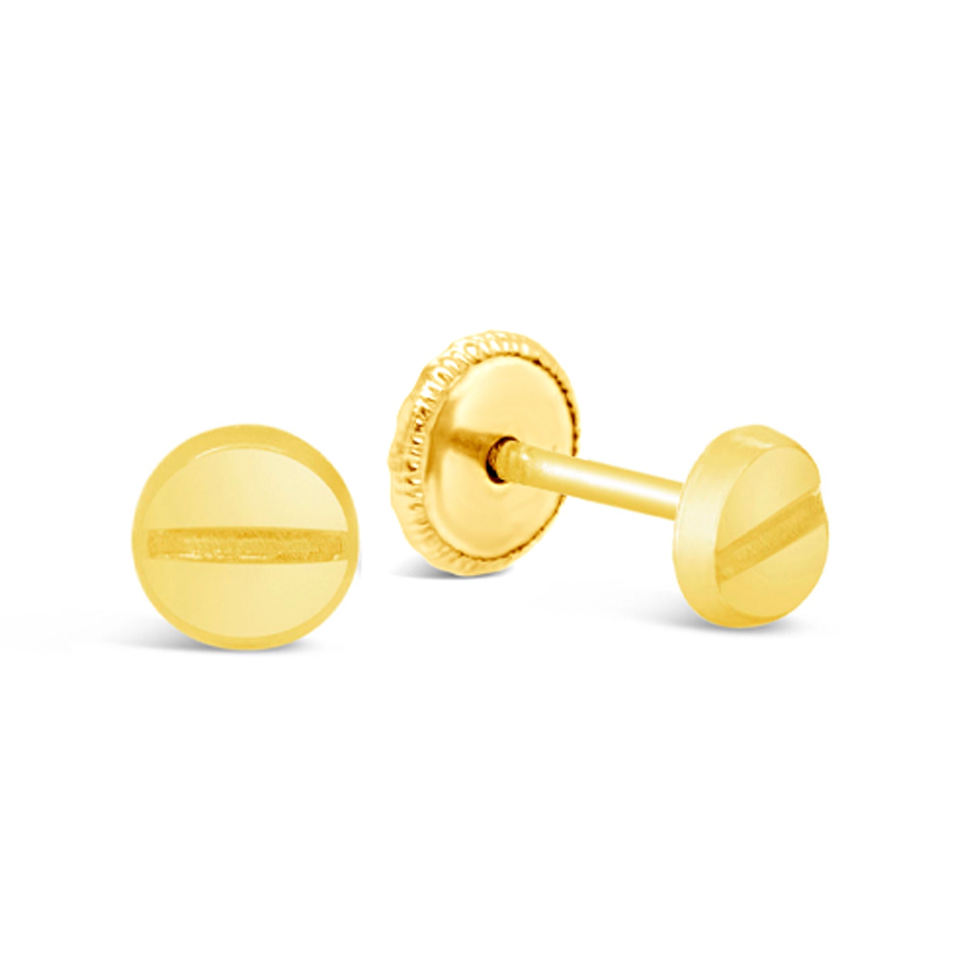 18K Yellow Gold Small Nail Screwback Earrings