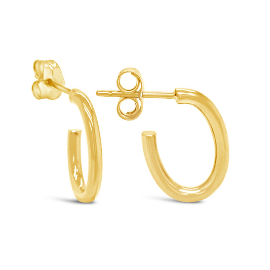 18K Yellow Gold Large Oval Hoop Pushback Earrings