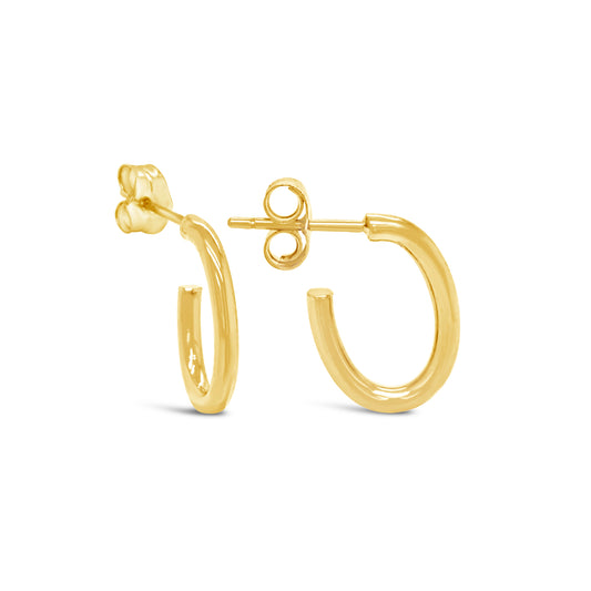 18K Yellow Gold Medium Oval Hoop Pushback Earrings