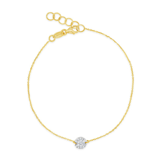 18K Yellow Gold Round Pave Diamond Bracelet