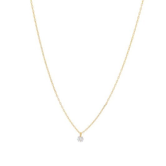 18K Yellow Gold & Medium Single Round Diamond Necklace