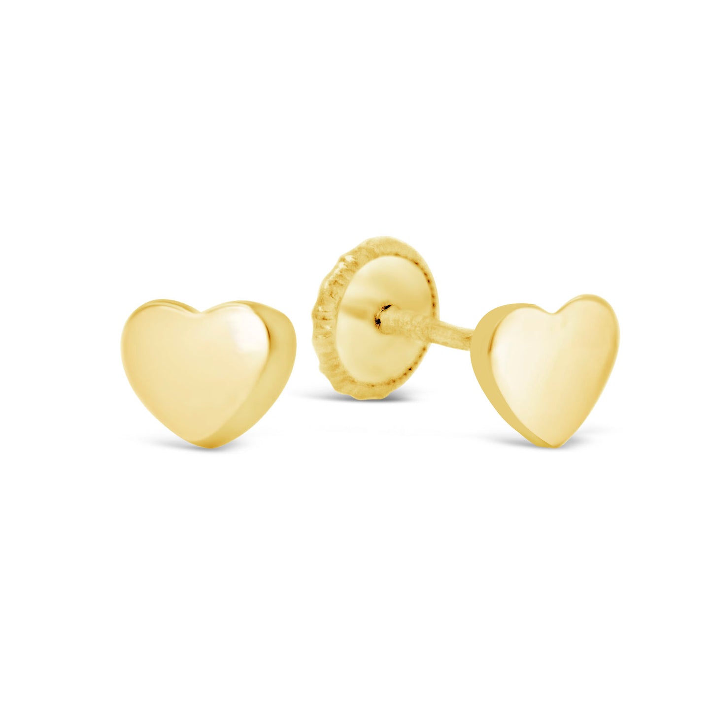 18K Yellow Gold Small Heart Screwback Earrings
